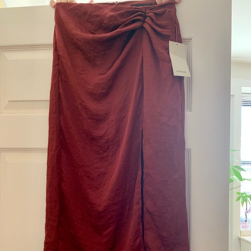 Satin burgundy skirt
